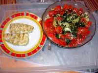 Seehecht und Salat